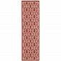 2' X 8' Red and Ivory Geometric Stain Resistant Indoor Outdoor Area Rug