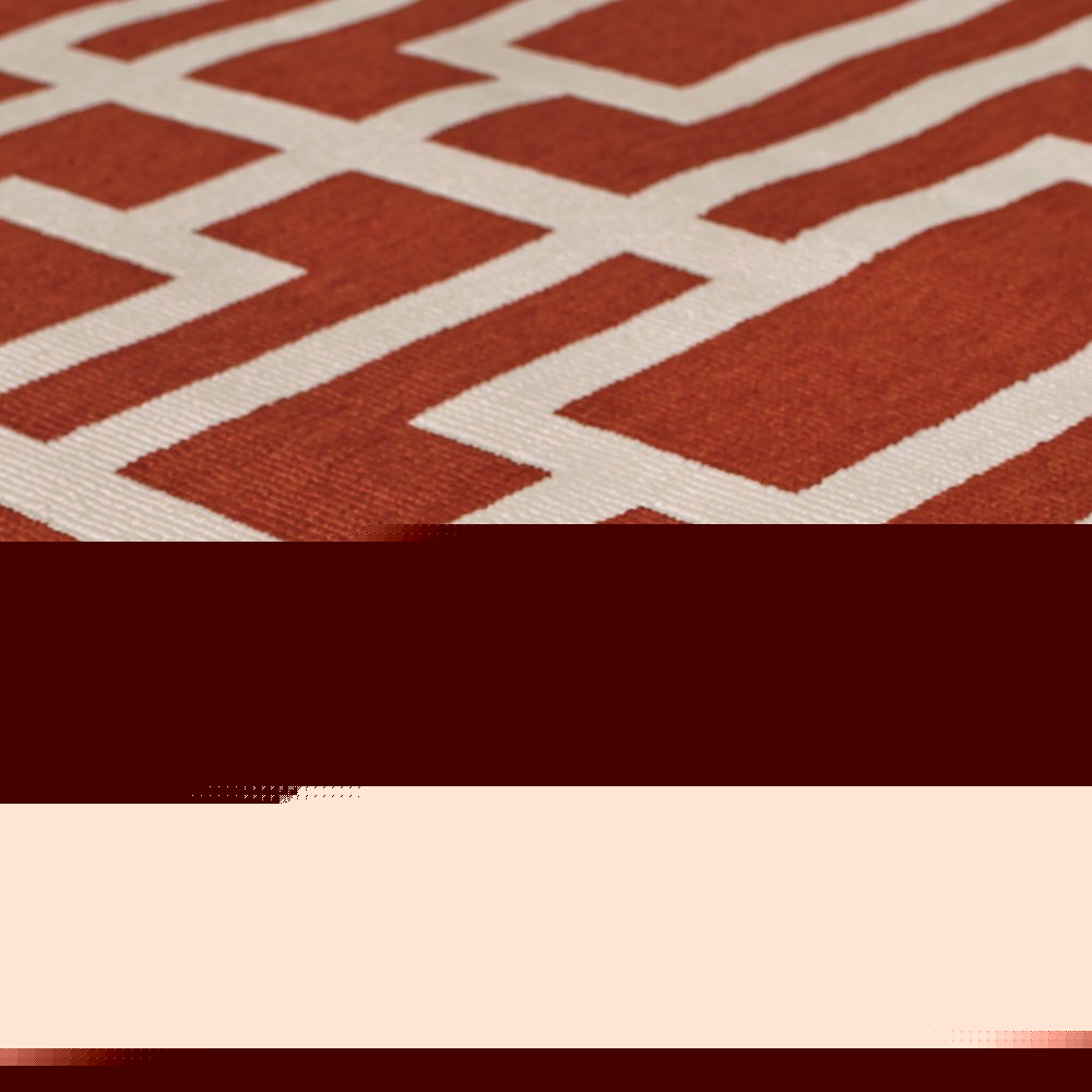 2' X 8' Red and Ivory Geometric Stain Resistant Indoor Outdoor Area Rug
