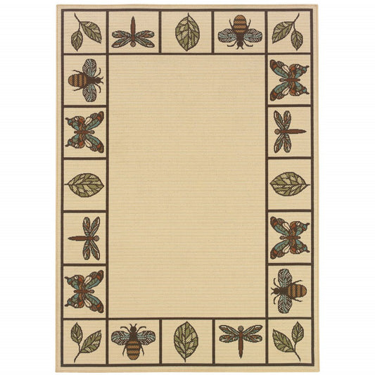 2' X 4' Brown and Ivory Abstract Stain Resistant Indoor Outdoor Area Rug