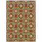 2' X 4' Brown and Ivory Floral Stain Resistant Indoor Outdoor Area Rug
