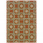 7' X 10' Brown and Ivory Floral Stain Resistant Indoor Outdoor Area Rug