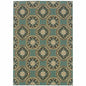 8' X 11' Blue and Ivory Floral Stain Resistant Indoor Outdoor Area Rug