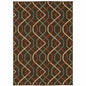 5' X 8' Brown and Ivory Geometric Stain Resistant Indoor Outdoor Area Rug