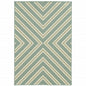 9' X 13' Blue and Green Geometric Stain Resistant Indoor Outdoor Area Rug
