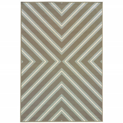9' X 13' Blue and Gray Geometric Stain Resistant Indoor Outdoor Area Rug