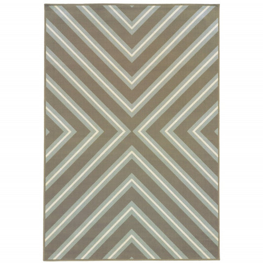 9' X 13' Blue and Gray Geometric Stain Resistant Indoor Outdoor Area Rug