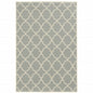9' X 13' Gray and Ivory Geometric Stain Resistant Indoor Outdoor Area Rug