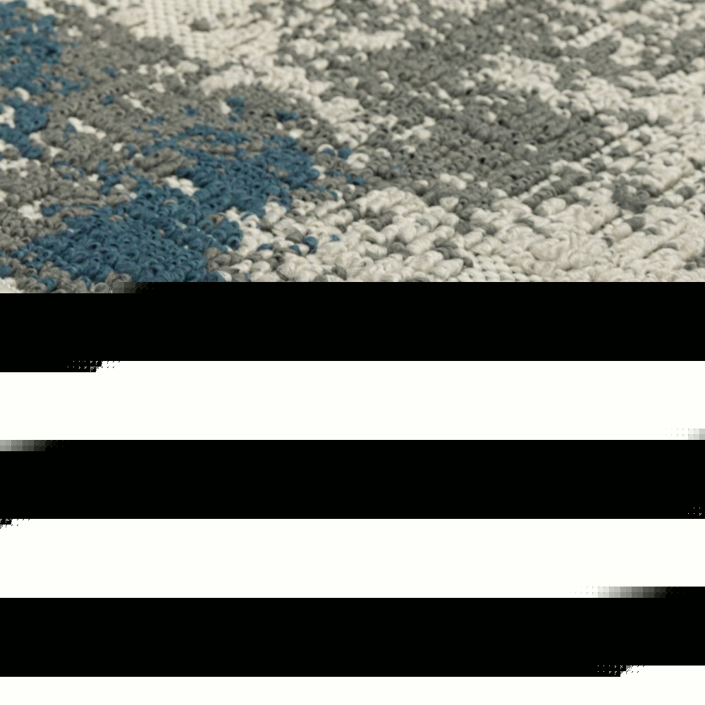 3' X 5' Blue and Beige Abstract Stain Resistant Indoor Outdoor Area Rug