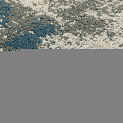3' X 5' Blue and Beige Abstract Stain Resistant Indoor Outdoor Area Rug
