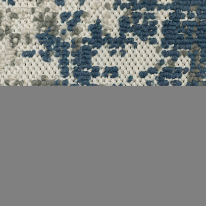 8' X 10' Blue and Beige Abstract Stain Resistant Indoor Outdoor Area Rug