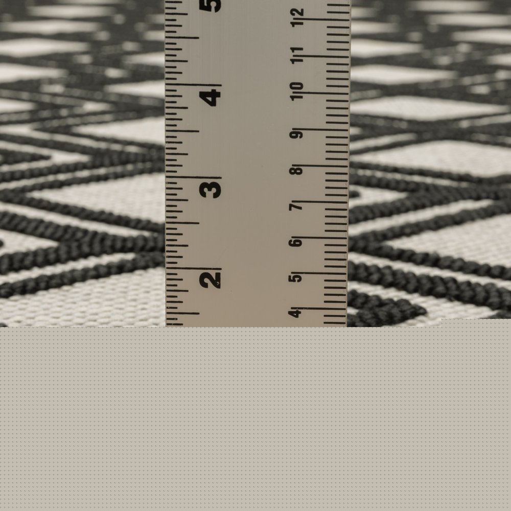 8' X 10' Beige and Black Geometric Stain Resistant Indoor Outdoor Area Rug