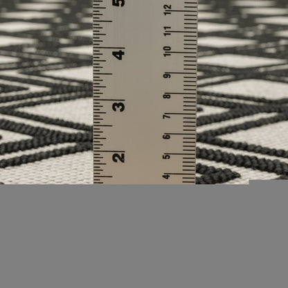 8' X 10' Beige and Black Geometric Stain Resistant Indoor Outdoor Area Rug