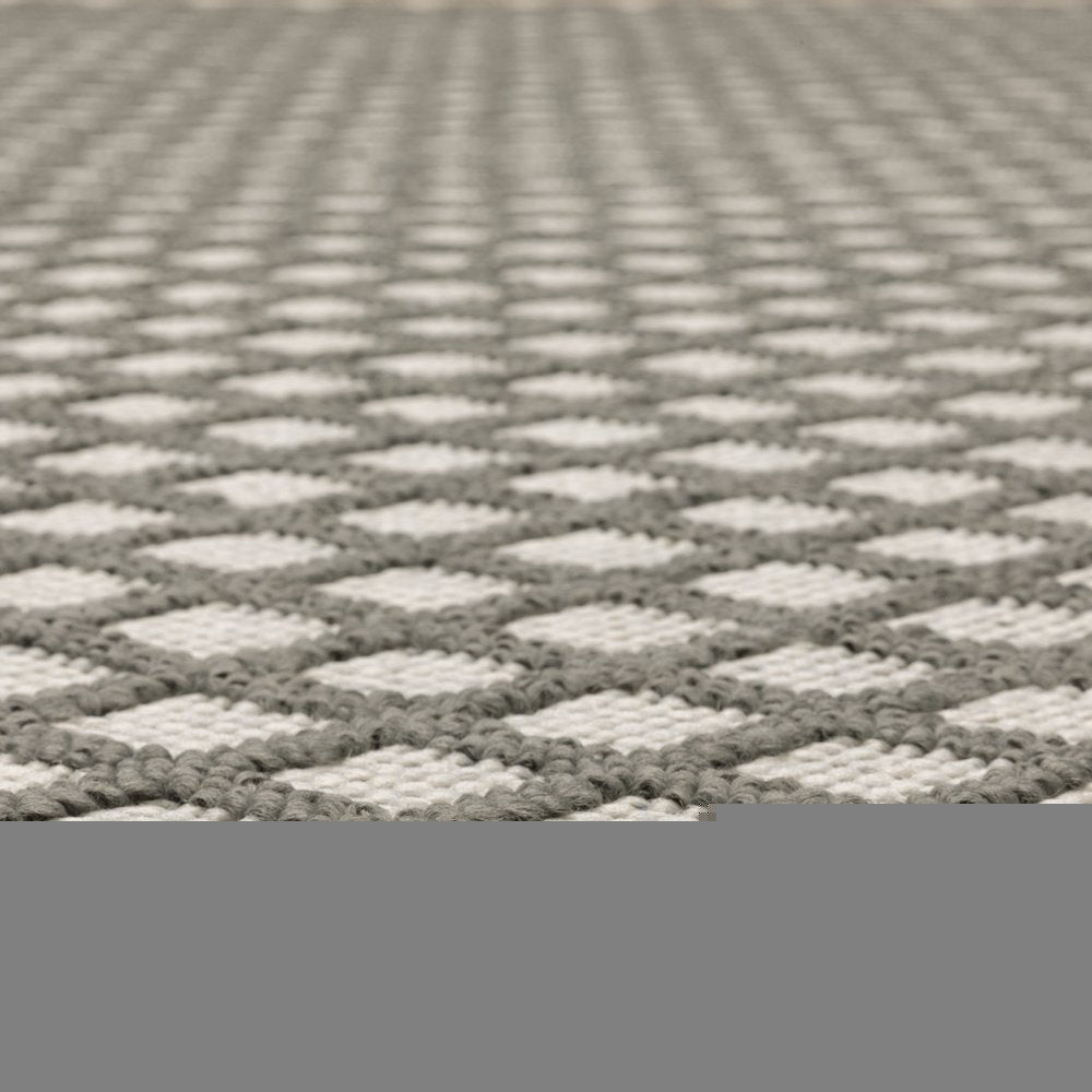 2' X 7' Beige Geometric Stain Resistant Indoor Outdoor Area Rug