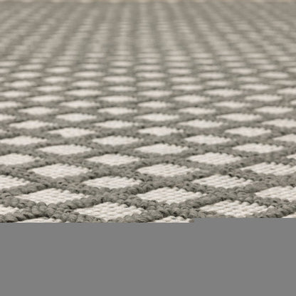 2' X 7' Beige Geometric Stain Resistant Indoor Outdoor Area Rug