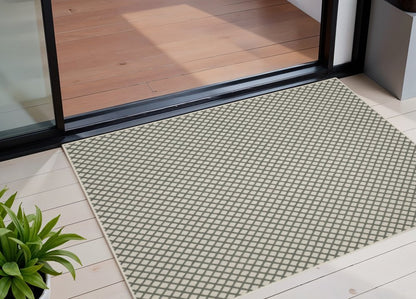 3' X 5' Beige Geometric Stain Resistant Indoor Outdoor Area Rug