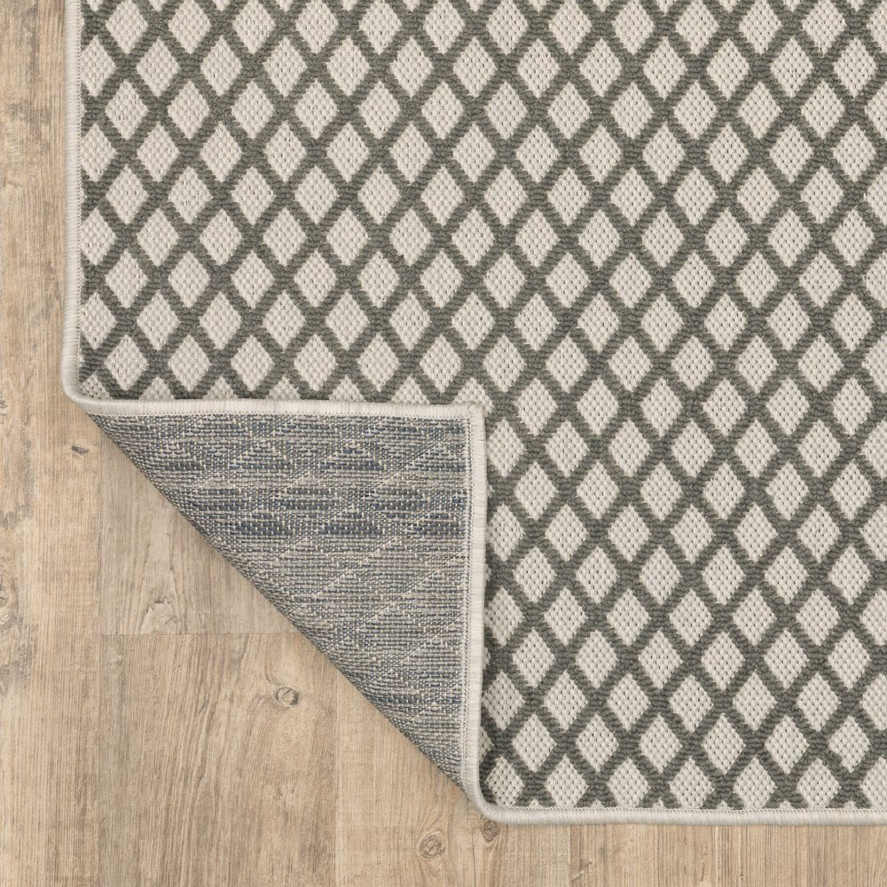 10' X 13' Beige Geometric Stain Resistant Indoor Outdoor Area Rug