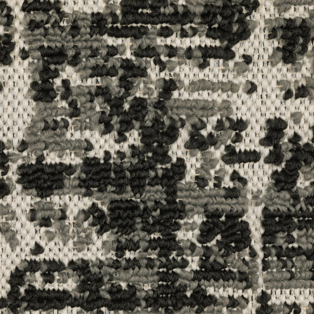 5' X 7' Beige and Black Abstract Stain Resistant Indoor Outdoor Area Rug