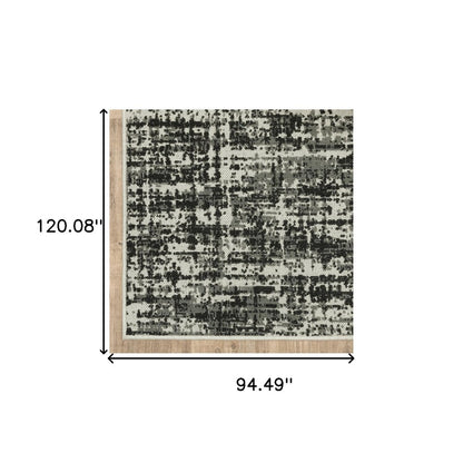 8' X 10' Beige and Black Abstract Stain Resistant Indoor Outdoor Area Rug