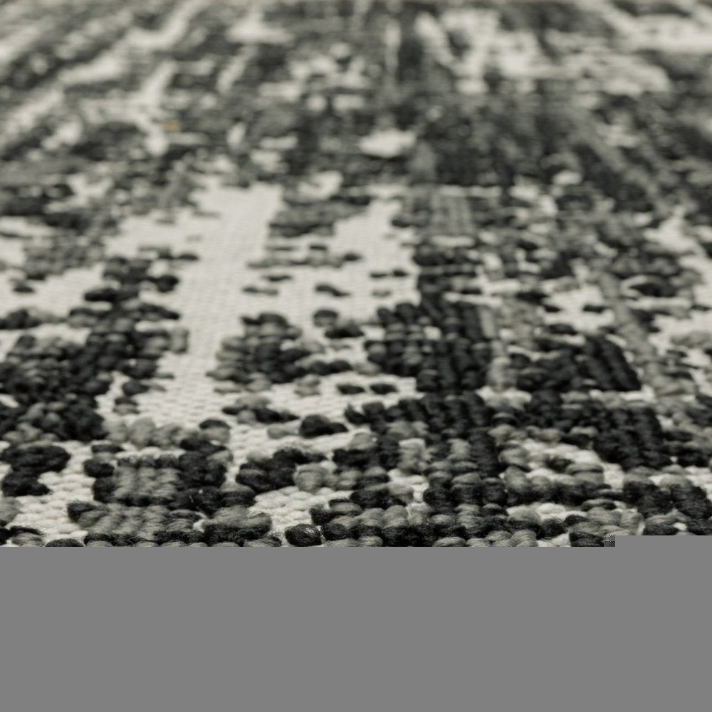 10' X 13' Beige and Black Abstract Stain Resistant Indoor Outdoor Area Rug