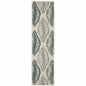 2' X 7' Beige Floral Stain Resistant Indoor Outdoor Area Rug