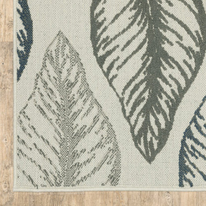 2' X 7' Beige Floral Stain Resistant Indoor Outdoor Area Rug