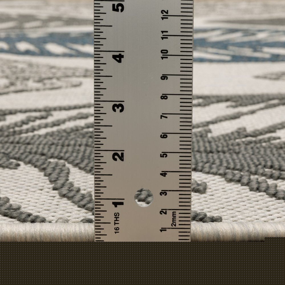 3' X 5' Beige Floral Stain Resistant Indoor Outdoor Area Rug