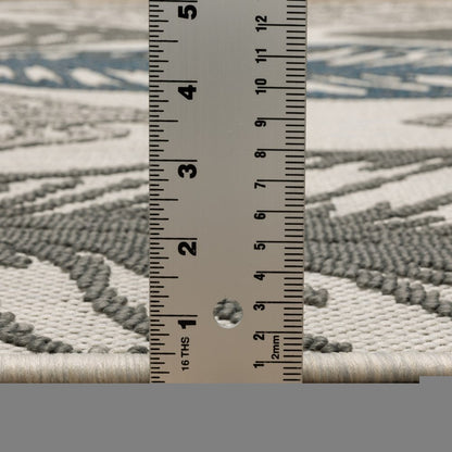 3' X 5' Beige Floral Stain Resistant Indoor Outdoor Area Rug