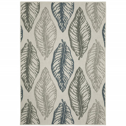 8' x 10' Beige Floral Stain Resistant Indoor Outdoor Area Rug