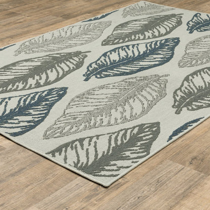 8' x 10' Beige Floral Stain Resistant Indoor Outdoor Area Rug