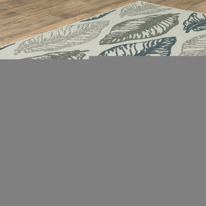 10' X 13' Beige Floral Stain Resistant Indoor Outdoor Area Rug