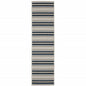 2' X 7' Blue and Beige Geometric Stain Resistant Indoor Outdoor Area Rug