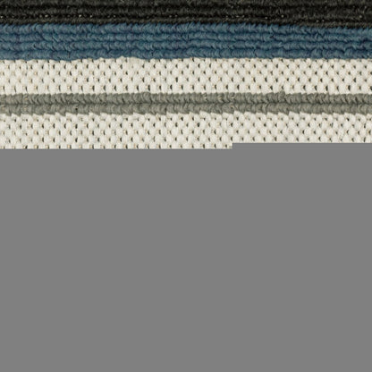 5' X 7' Blue and Beige Geometric Stain Resistant Indoor Outdoor Area Rug