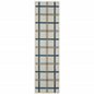 2' X 7' Blue and Beige Geometric Stain Resistant Indoor Outdoor Area Rug