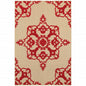 4' X 5' Red Oriental Stain Resistant Indoor Outdoor Area Rug