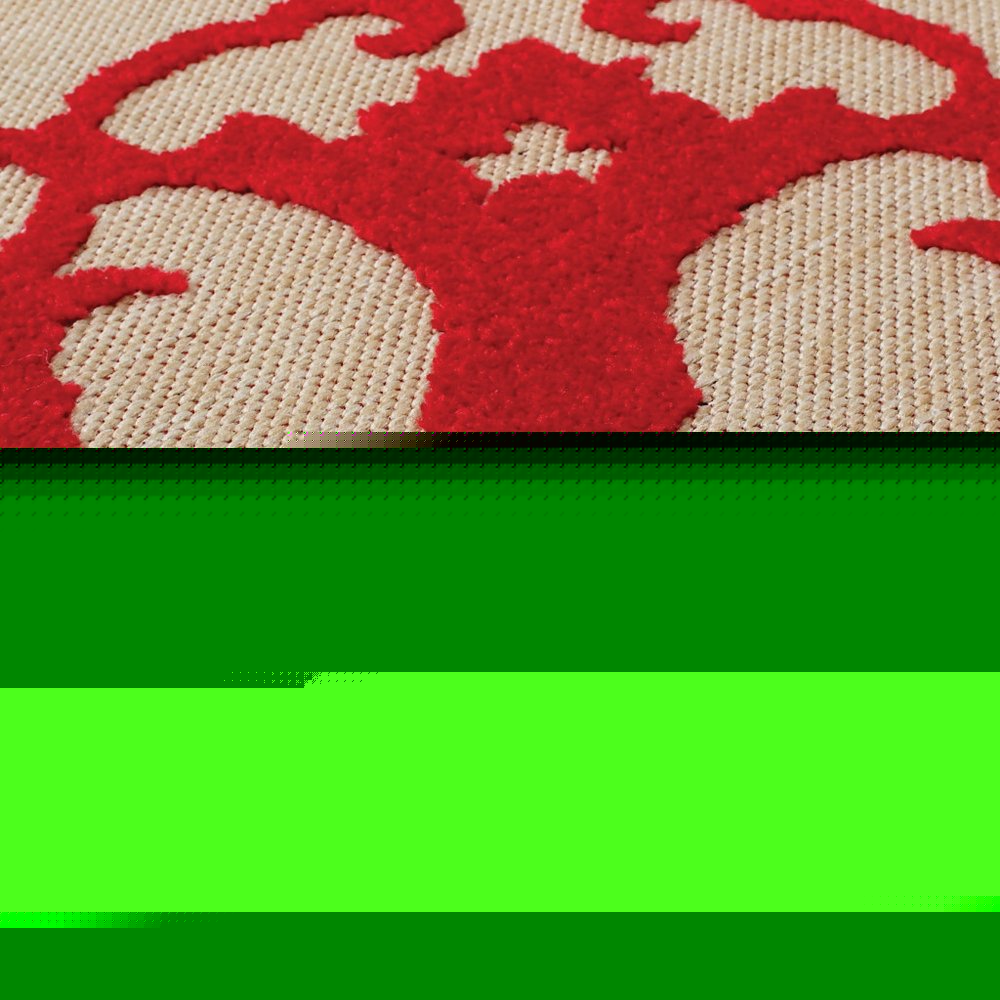 7' X 10' Red Oriental Stain Resistant Indoor Outdoor Area Rug