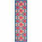 2' X 8' Blue and Beige Oriental Stain Resistant Indoor Outdoor Area Rug