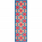 2' X 8' Blue and Beige Oriental Stain Resistant Indoor Outdoor Area Rug