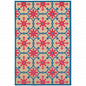 4' X 5' Blue and Beige Oriental Stain Resistant Indoor Outdoor Area Rug