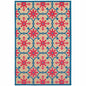 4' X 5' Blue and Beige Oriental Stain Resistant Indoor Outdoor Area Rug
