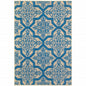 2' X 3' Blue and Beige Oriental Stain Resistant Indoor Outdoor Area Rug