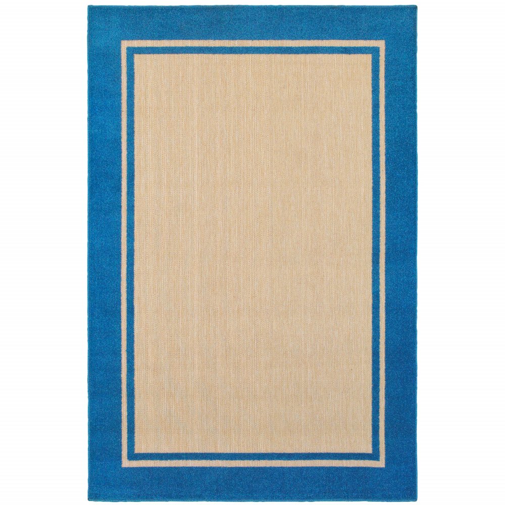 2' X 3' Blue and Beige Stain Resistant Indoor Outdoor Area Rug
