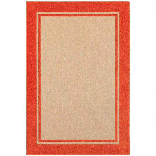 2' X 3' Orange Stain Resistant Indoor Outdoor Area Rug