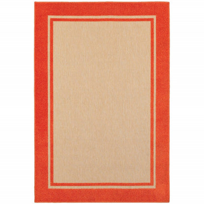 2' X 3' Orange Stain Resistant Indoor Outdoor Area Rug