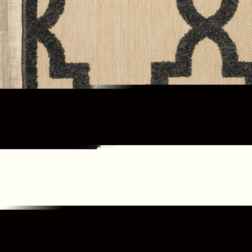 2' X 3' Beige and Black Geometric Stain Resistant Indoor Outdoor Area Rug