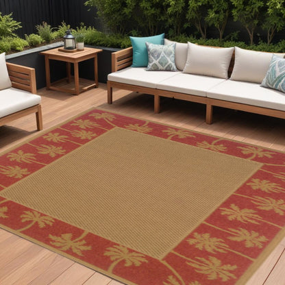 9' X 13' Beige Stain Resistant Indoor Outdoor Area Rug