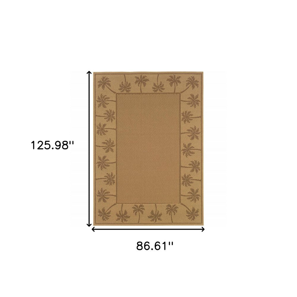 7' X 10' Beige Stain Resistant Indoor Outdoor Area Rug