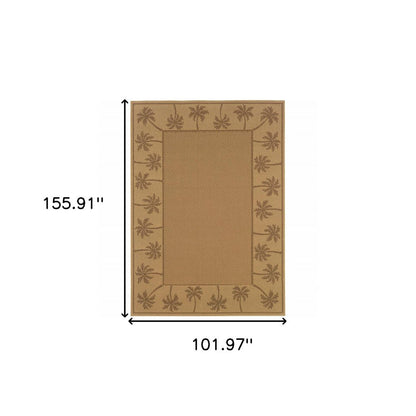 9' X 13' Beige Stain Resistant Indoor Outdoor Area Rug