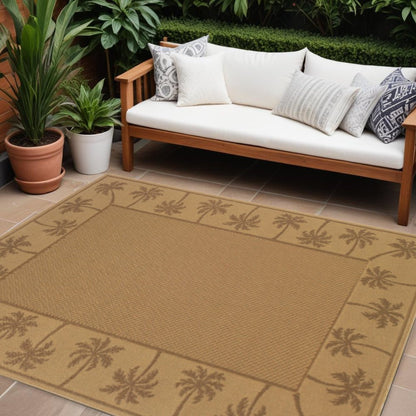 9' X 13' Beige Stain Resistant Indoor Outdoor Area Rug