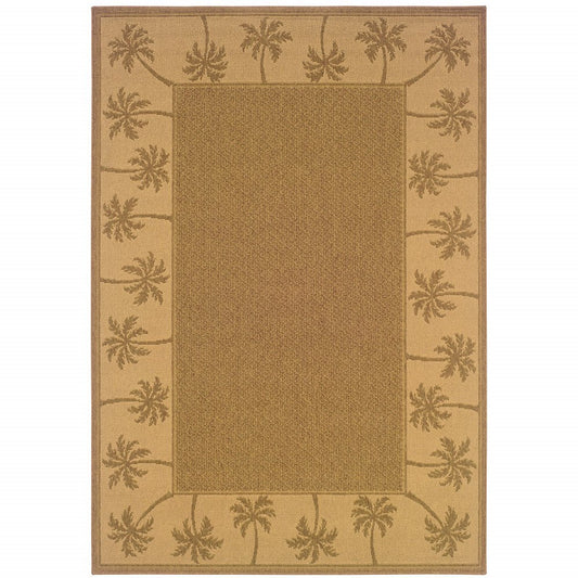 9' X 13' Tan Stain Resistant Indoor Outdoor Area Rug