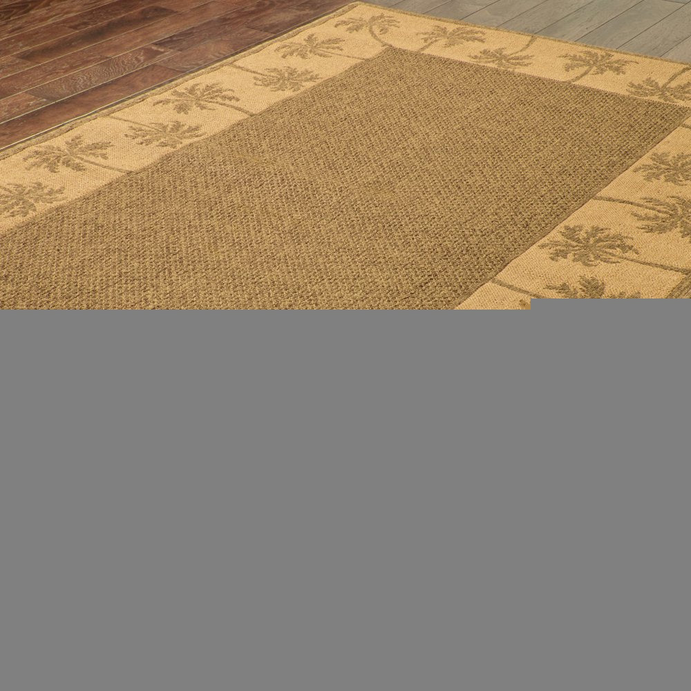 9' X 13' Tan Stain Resistant Indoor Outdoor Area Rug